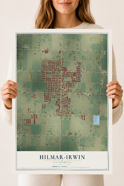 Map of Hilmar-Irwin, California, 18 x 24 inch unframed archival matte print