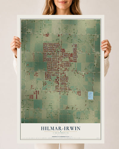 Map of Hilmar-Irwin, California, 24 x 36 inch unframed archival matte print