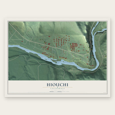 Hiouchi, California map print, the full design