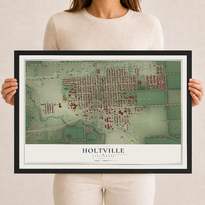 Map of Holtville, California, 12 x 18 inch print in a black wood frame