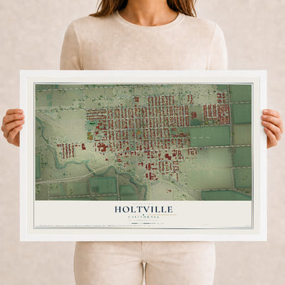 Map of Holtville, California, 12 x 18 inch print in a white wood frame