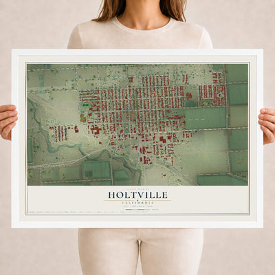 Map of Holtville, California, 18 x 24 inch print in a white wood frame