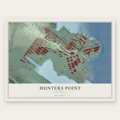 Hunters Point, California map print, the full design