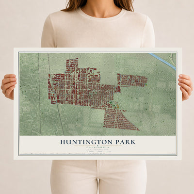 Map of Huntington Park, California, 12 x 18 inch unframed archival matte print