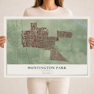 Map of Huntington Park, California, 18 x 24 inch unframed archival matte print