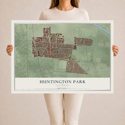 Map of Huntington Park, California, 24 x 36 inch unframed archival matte print
