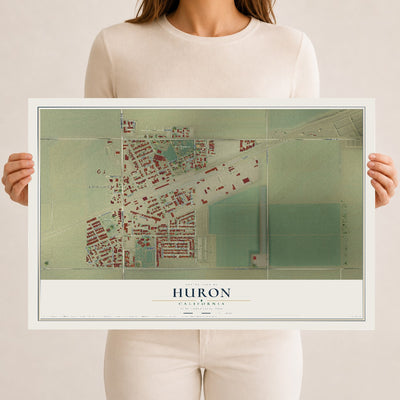 Map of Huron, California, 12 x 18 inch unframed archival matte print