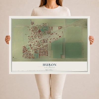 Map of Huron, California, 24 x 36 inch unframed archival matte print