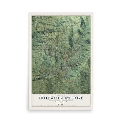 Map of Idyllwild-Pine Cove, California, 12 x 18 inch unframed archival matte print