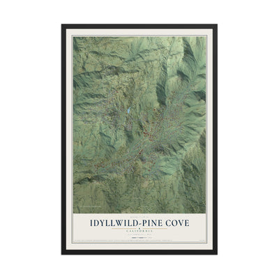 Map of Idyllwild-Pine Cove, California, 12 x 18 inch print in a black wood frame