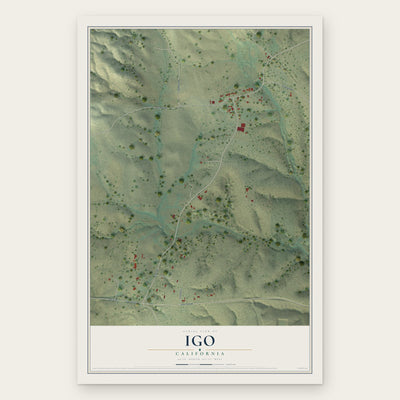 Igo, California map print, the full design