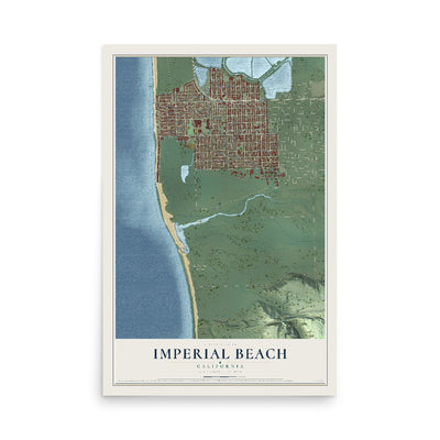 Map of Imperial Beach, California, 12 x 18 inch unframed archival matte print