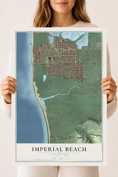 Map of Imperial Beach, California, 18 x 24 inch unframed archival matte print