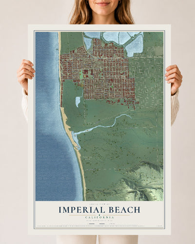 Map of Imperial Beach, California, 24 x 36 inch unframed archival matte print