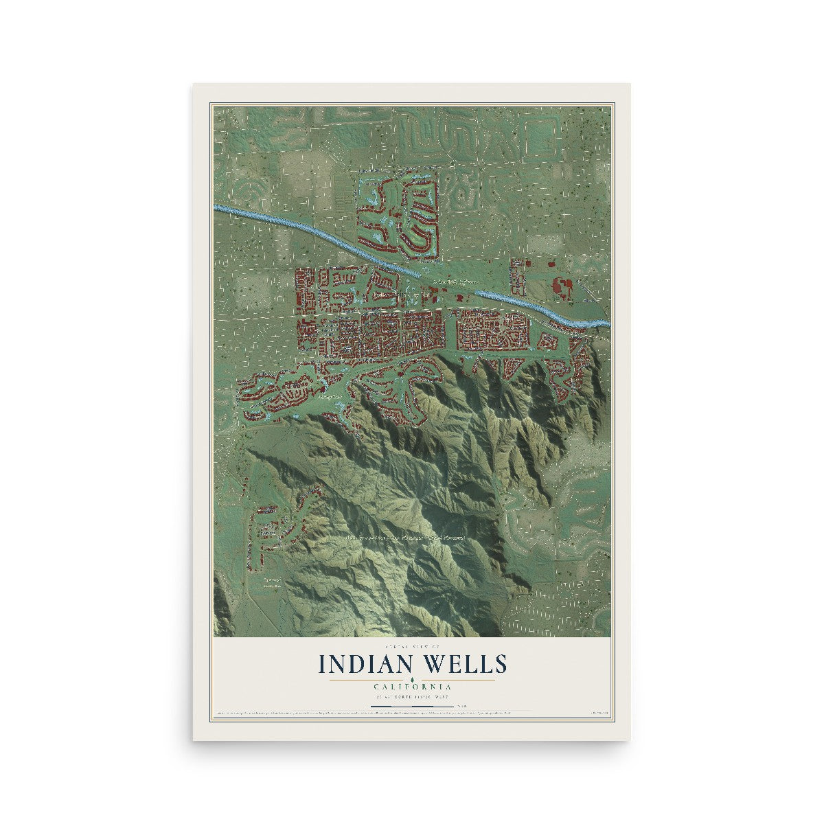 Map of Indian Wells, California, 12 x 18 inch unframed archival matte print