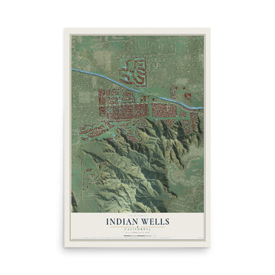 Map of Indian Wells, California, 12 x 18 inch unframed archival matte print