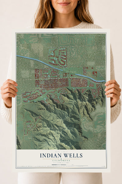 Map of Indian Wells, California, 18 x 24 inch unframed archival matte print