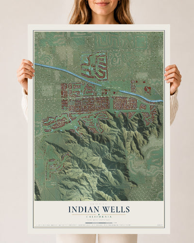 Map of Indian Wells, California, 24 x 36 inch unframed archival matte print