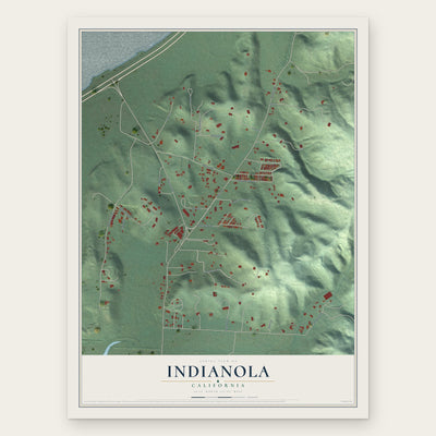 Indianola, California map print, the full design