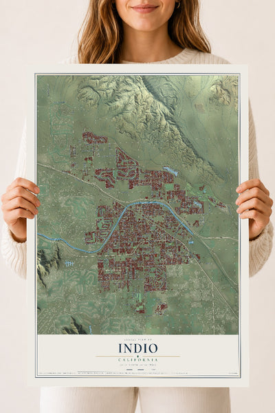Map of Indio, California, 18 x 24 inch unframed archival matte print