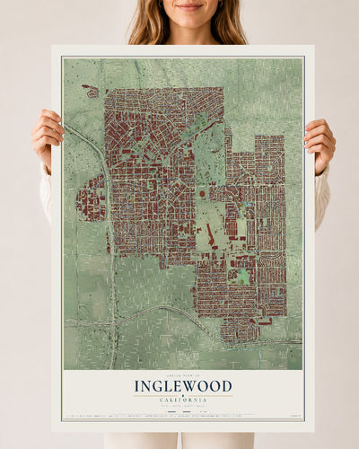 Map of Inglewood, California, 24 x 36 inch unframed archival matte print