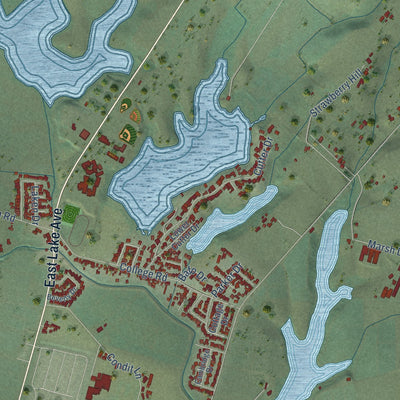 Close-up of the map of Interlaken, California print showing street and building detail