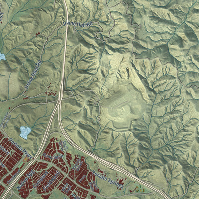 Second close-up of the map of Irvine, California print showing more streets and buildings