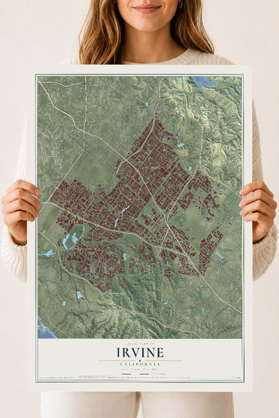 Map of Irvine, California, 18 x 24 inch unframed archival matte print
