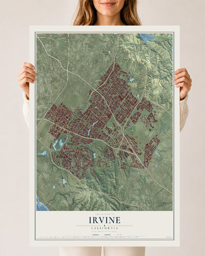 Map of Irvine, California, 24 x 36 inch unframed archival matte print