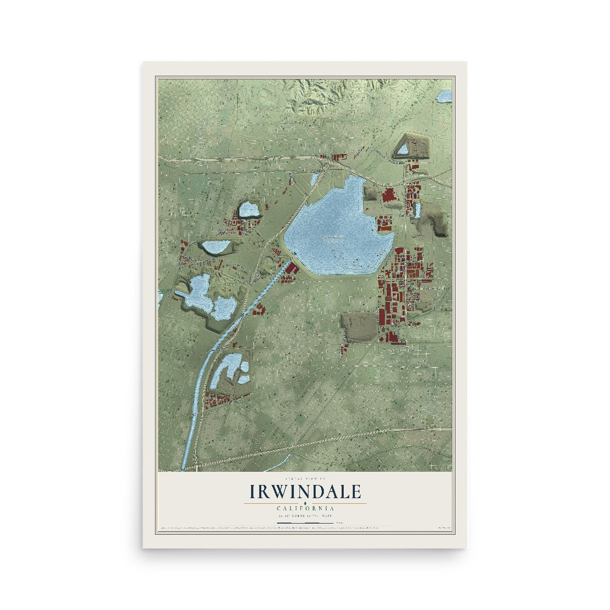 Map of Irwindale, California, 12 x 18 inch unframed archival matte print
