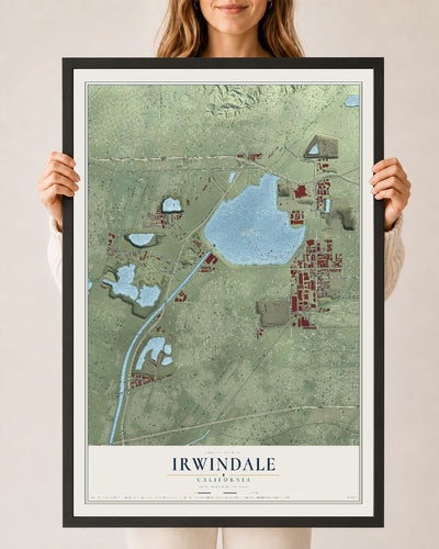Map of Irwindale, California, 24 x 36 inch print in a black wood frame
