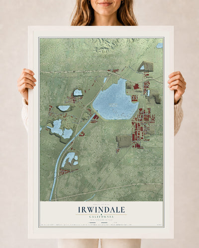 Map of Irwindale, California, 24 x 36 inch print in a white wood frame