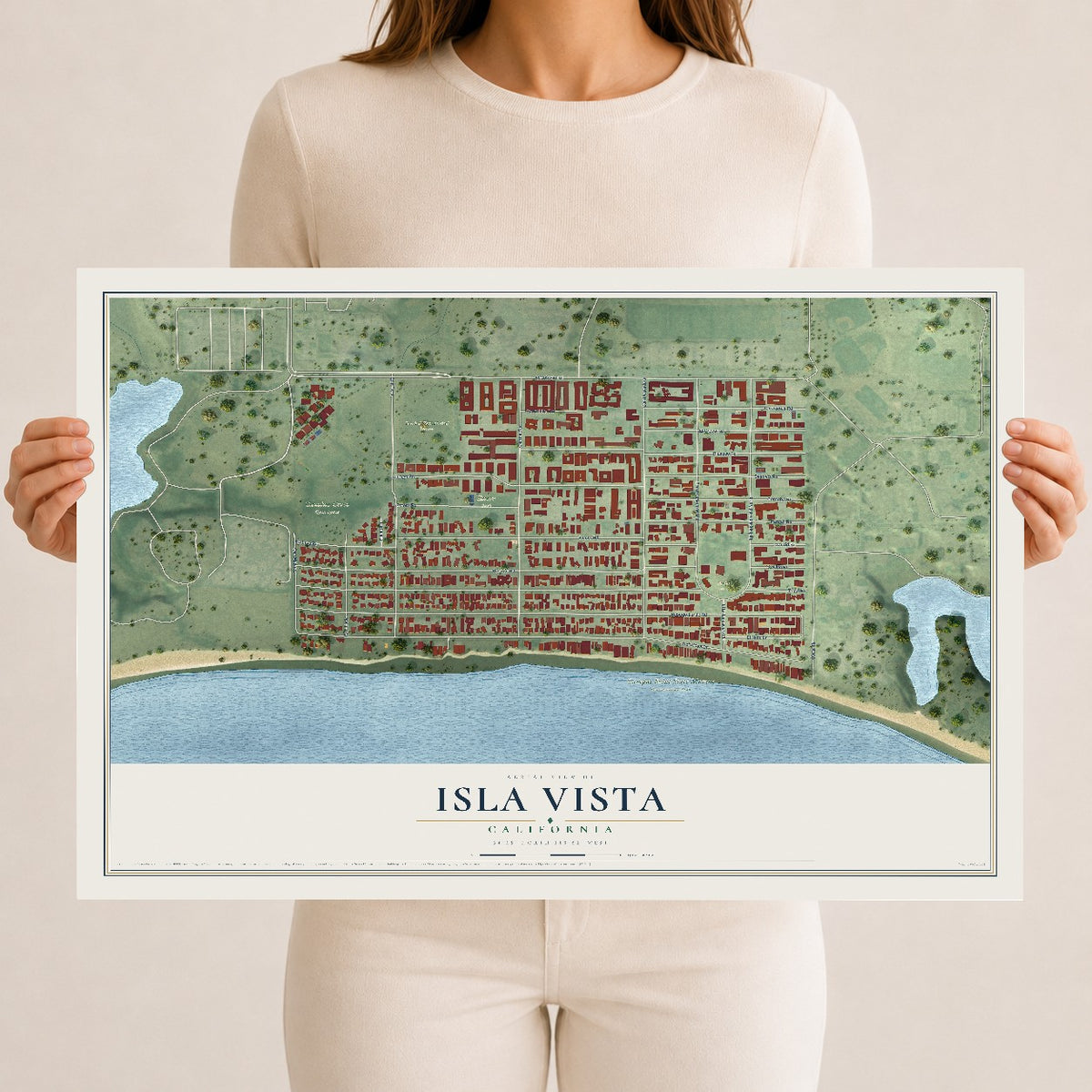 Map of Isla Vista, California, 12 x 18 inch unframed archival matte print