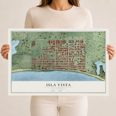 Map of Isla Vista, California, 12 x 18 inch unframed archival matte print