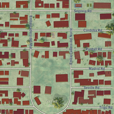 Close-up of the map of Isla Vista, California print showing street and building detail