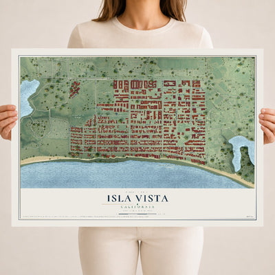 Map of Isla Vista, California, 18 x 24 inch unframed archival matte print