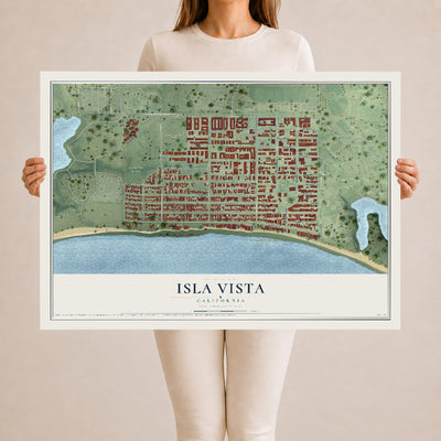 Map of Isla Vista, California, 24 x 36 inch unframed archival matte print