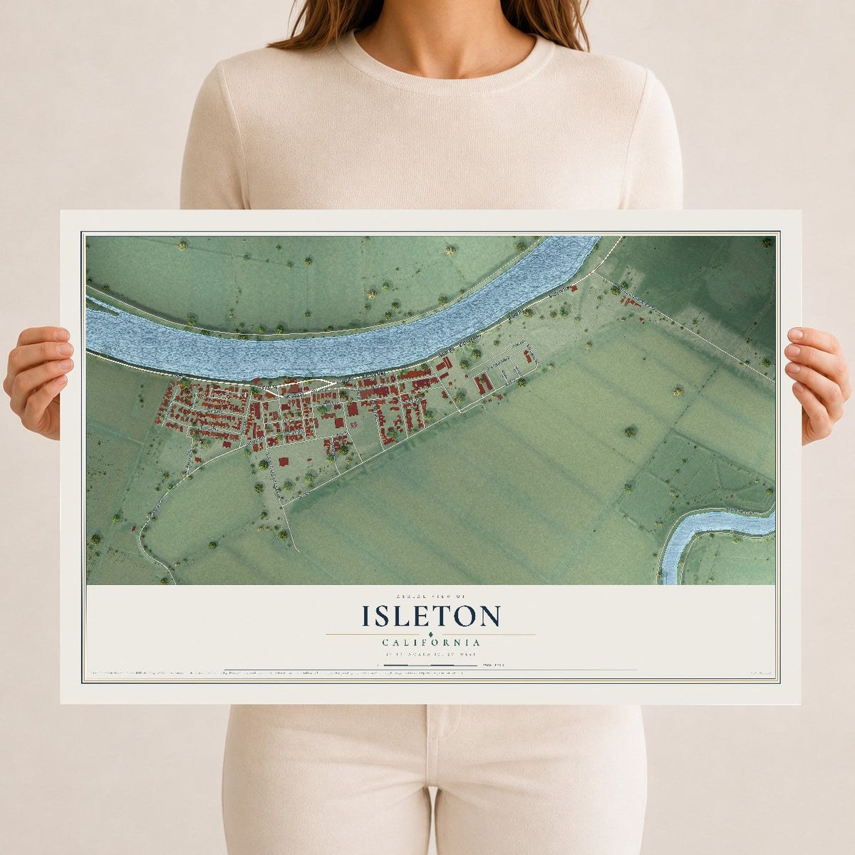 Map of Isleton, California, 12 x 18 inch unframed archival matte print