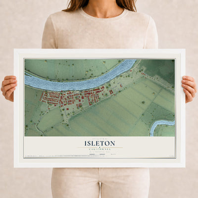 Map of Isleton, California, 12 x 18 inch print in a white wood frame