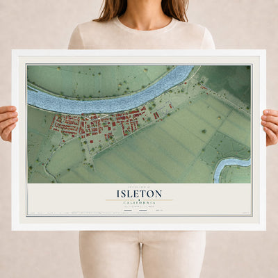 Map of Isleton, California, 18 x 24 inch print in a white wood frame