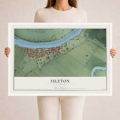 Map of Isleton, California, 24 x 36 inch print in a white wood frame