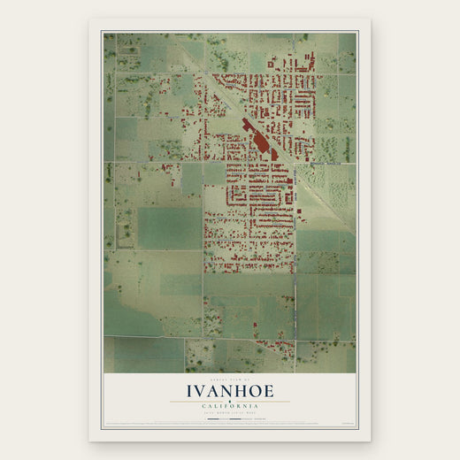Ivanhoe, California map print, the full design