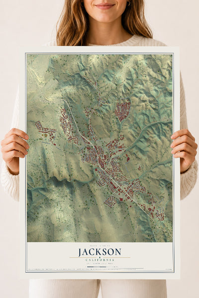 Map of Jackson, California, 18 x 24 inch unframed archival matte print