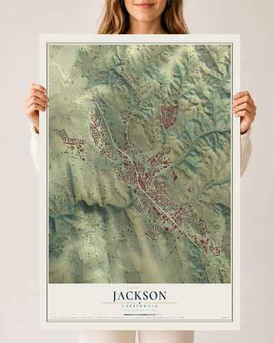 Map of Jackson, California, 24 x 36 inch unframed archival matte print