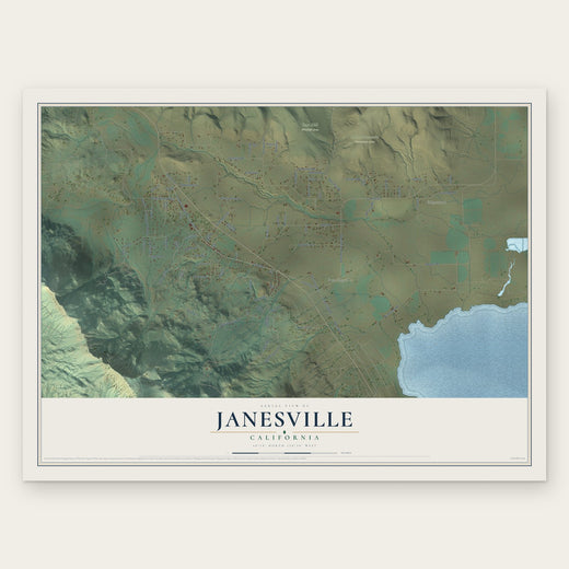 Janesville, California map print, the full design