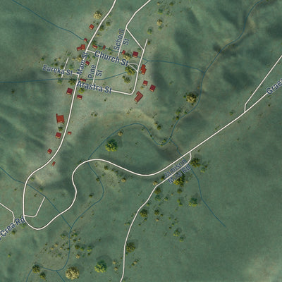 Close-up of the map of Johnsville, California print showing street and building detail