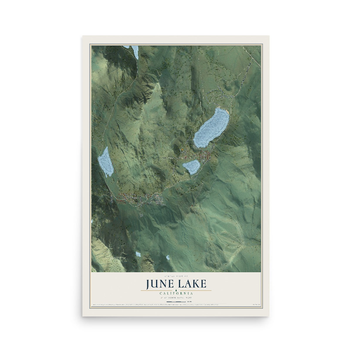 Map of June Lake, California, 12 x 18 inch unframed archival matte print