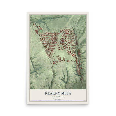 Map of Kearny Mesa, California, 12 x 18 inch unframed archival matte print