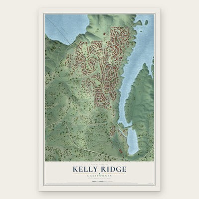 Kelly Ridge, California map print, the full design