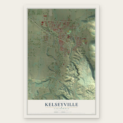 Kelseyville, California map print, the full design